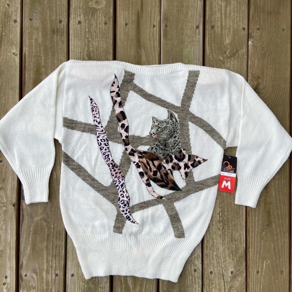 NWT mariea kim leopard cheetah sweater M vintage - Picture 2 of 7